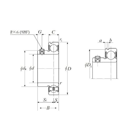 Ntn Round Bore Light Duty Ball Insert Bearing, 31.75 mm Dia Bore, 72 mm OD, 34 mm W, 25700 N Load ASS207-104N